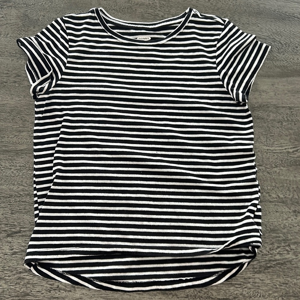 Black and white striped shirt.